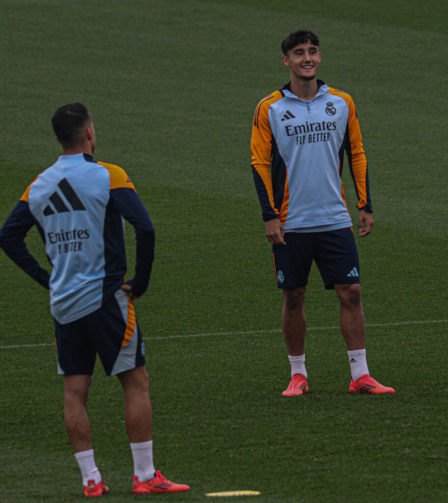 Fortea, hoy en el entreno del primer equipo junto a Lucas Vázquez.
